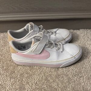 Nike Kids White and Pink Court Sneakers